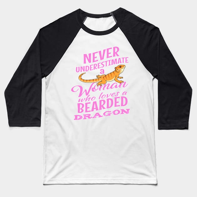 Womens Bearded Dragon Gift Design Girls Who Loves Reptile Product Baseball T-Shirt by Linco